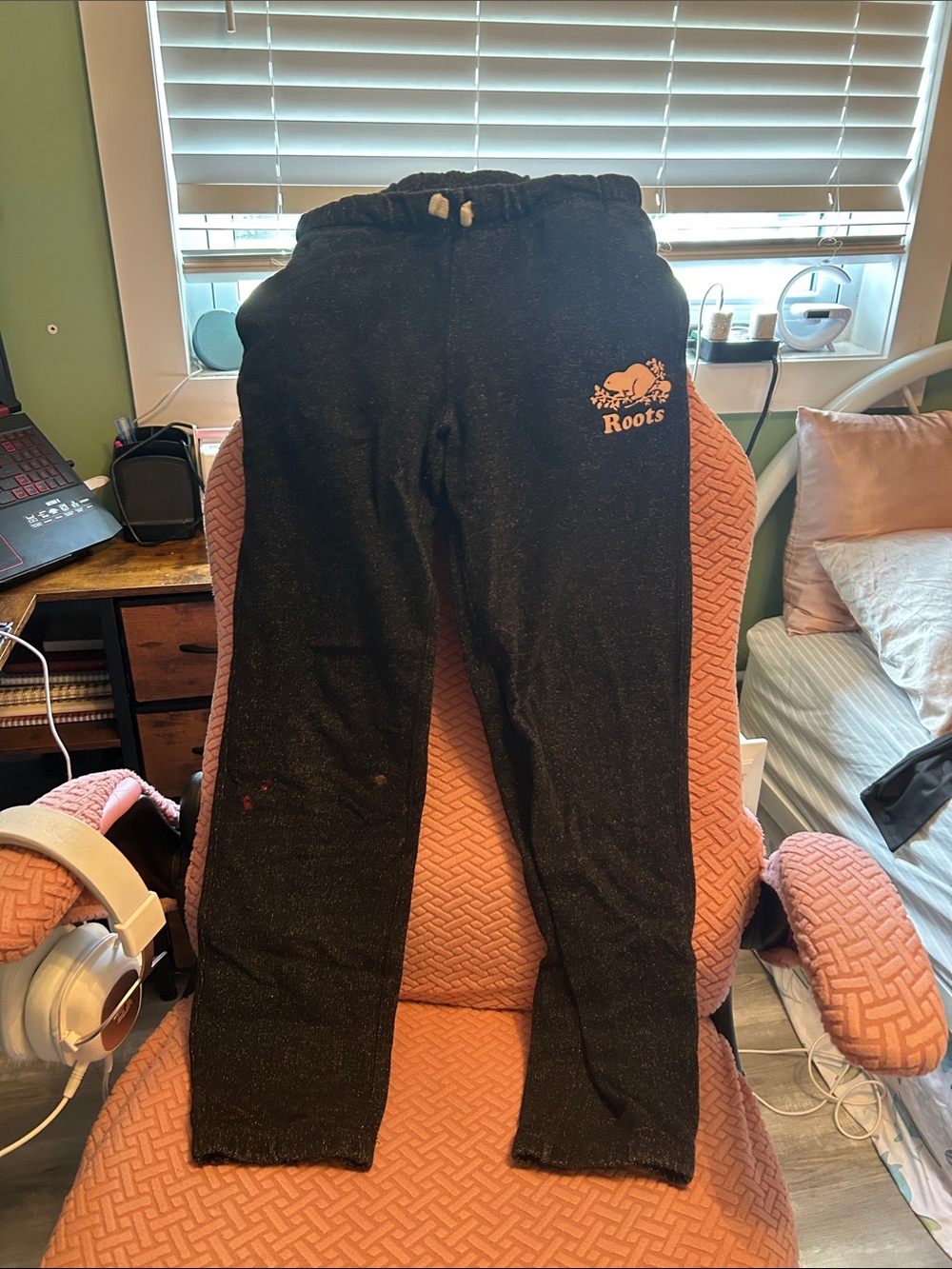 Roots Black Kids Sweatpants with Logo